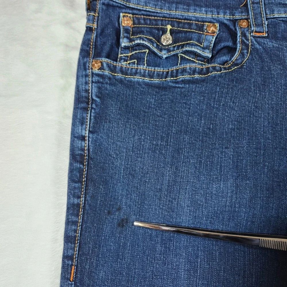 True Religion Ricky Straight Jean Men 44x32 Dark Wash Blue Excellent Flap Pocket